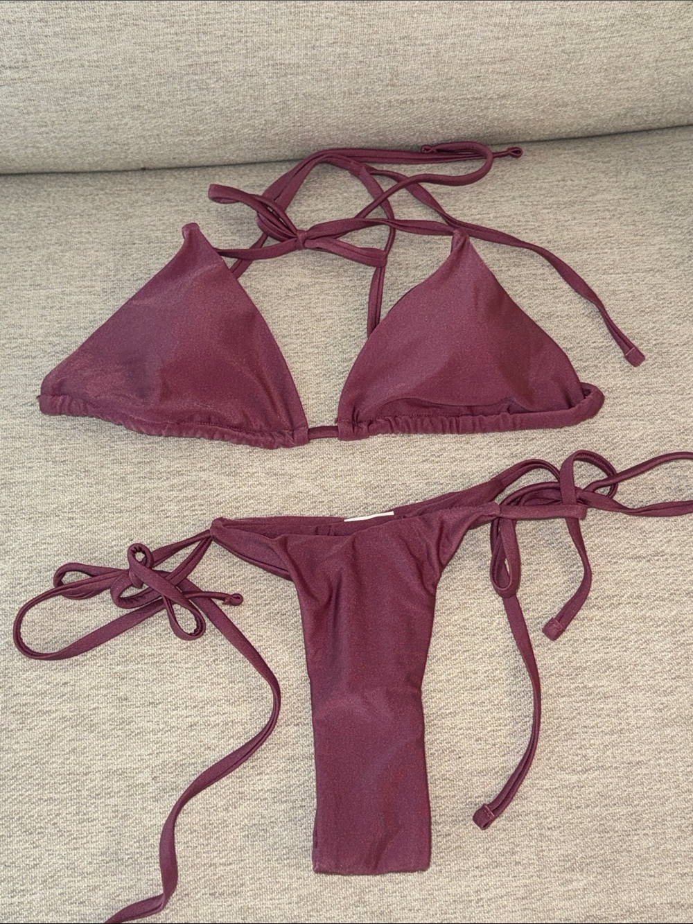 Triangle String Bikini Set in Deep Burgundy